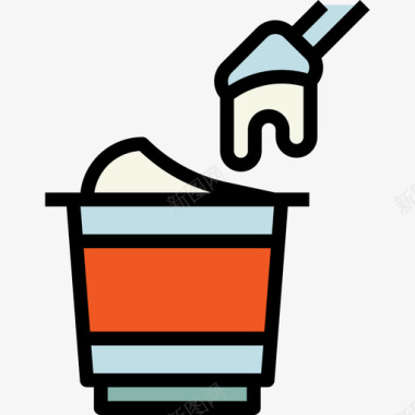 酸奶甜品和甜点2线性颜色图标图标