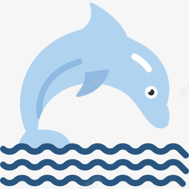 生物标志广告海豚海洋生物27扁平图标图标