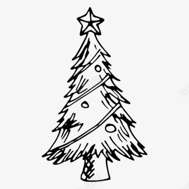 圣诞树装饰手绘图标图标