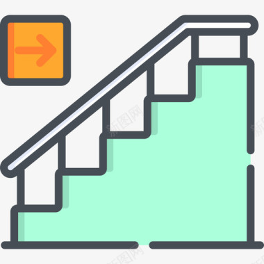上下楼梯楼梯购物中心4双色图标图标