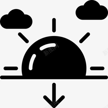 日落日落143号天气固体图标图标