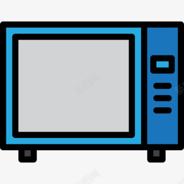 用电安全标志微波炉家用电器8线性颜色图标图标