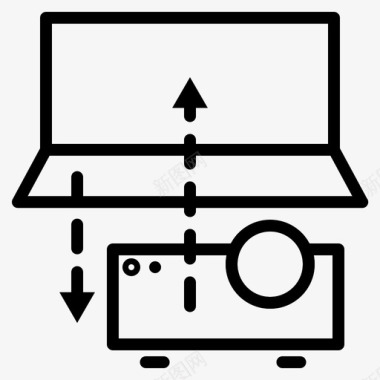 接到将笔记本电脑连接到投影仪连接到插入图标图标