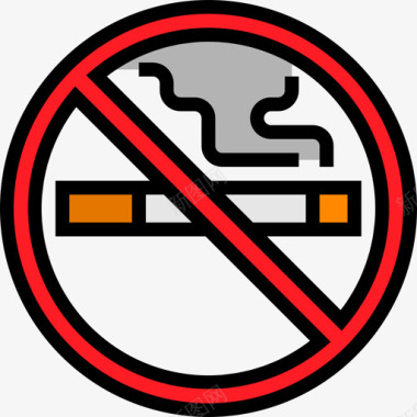 禁止吸烟矢量禁止吸烟运输63线性颜色图标图标
