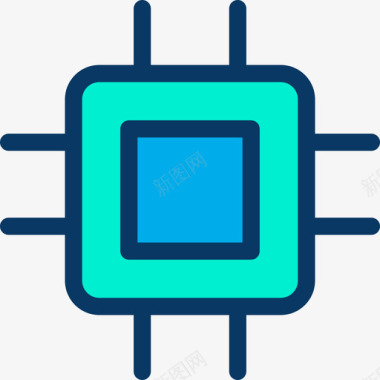 微型芯片芯片接口63线性颜色图标图标