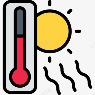 天气提示炎热天气128线性颜色图标图标