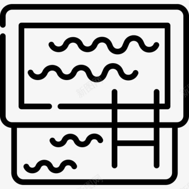 泳池游泳游泳池水上公园9线性图标图标