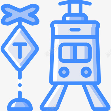 城市生活有轨电车城市生活4蓝色图标图标