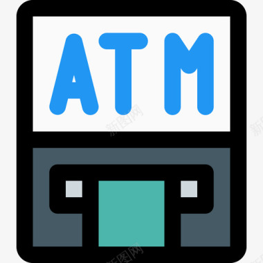 加密货币自动取款机货币32线性颜色图标图标