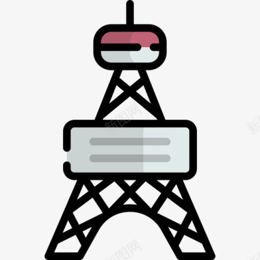 双子星塔图标东京塔日本22线性颜色图标图标