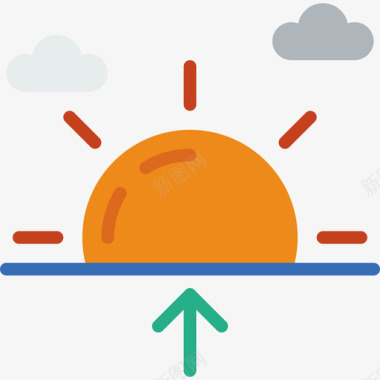日出美景日出天气141平坦图标图标