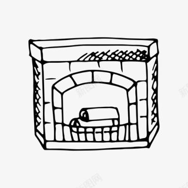 新年卡纸壁炉烟囱圣诞节图标图标