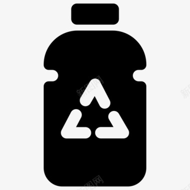 塑料瓶回收绿色能源固体图标图标