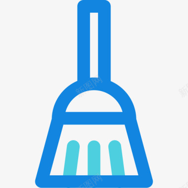蓝色水墨元素扫帚家元素4线状蓝色图标图标