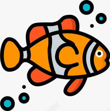 小丑鱼小丑鱼海洋生物28线形颜色图标图标