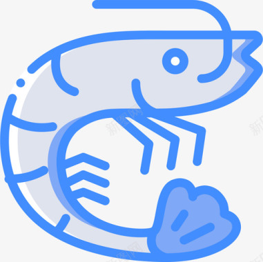 虾海洋生物蓝色图标图标