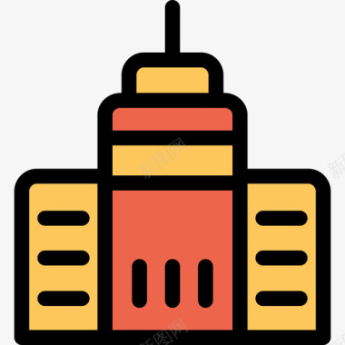 橙色小图标47栋线性建筑橙色购物中心图标图标