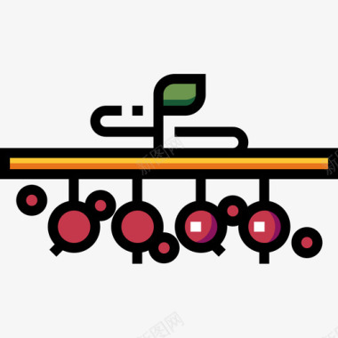 风景秋季浆果秋季42线形颜色图标图标