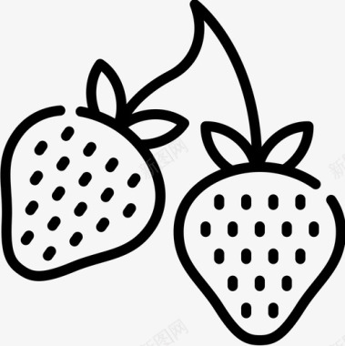 草莓水果和蔬菜13种直线型图标图标