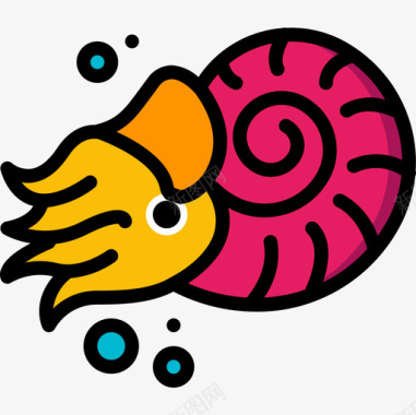 飞翔的鹦鹉鹦鹉螺海洋生物28线形颜色图标图标