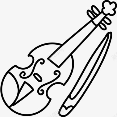 小提琴乐器18黑色图标图标
