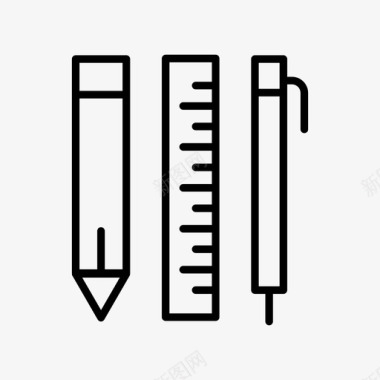 简单线条封面铅笔刻度图标图标