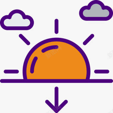 日落天气140线性颜色图标图标