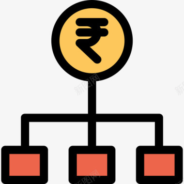 橙色椰子卢比银行和金融22直线颜色橙色图标图标