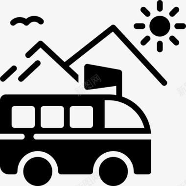 旅行公共汽车短途旅行图标图标