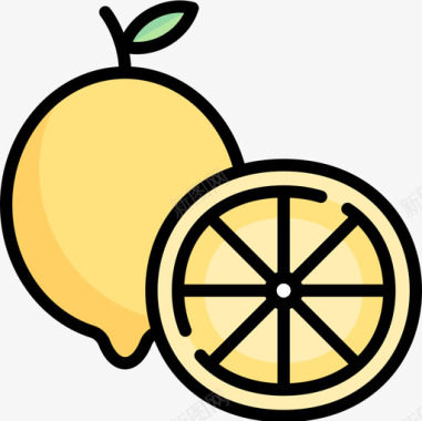 柠檬水果和蔬菜14线性颜色图标图标