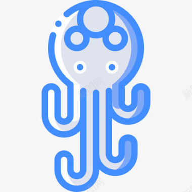章鱼海洋生物蓝色图标图标
