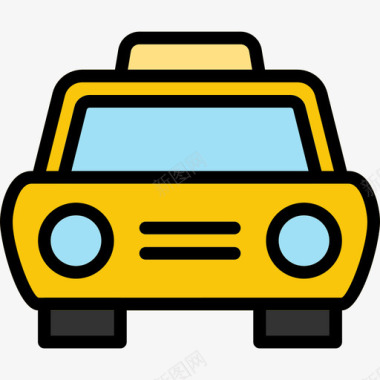 运输出租车运输100线性颜色图标图标