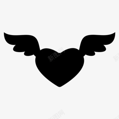翅膀的心心爱浪漫图标图标