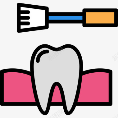牙齿病毒牙齿牙齿6线形颜色图标图标