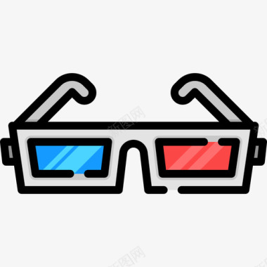 3d眼镜媒体技术13线性彩色图标图标