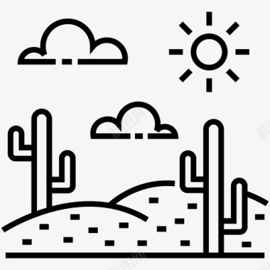 墨西哥沙漠仙人掌植物旱地图标图标