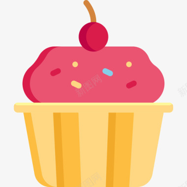 纸杯蛋糕甜品和糖果店12号扁平图标图标