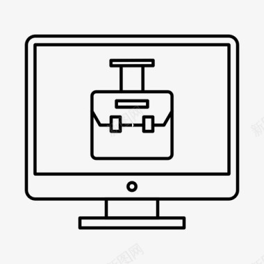 朱红色手提箱包公文包液晶显示器图标图标