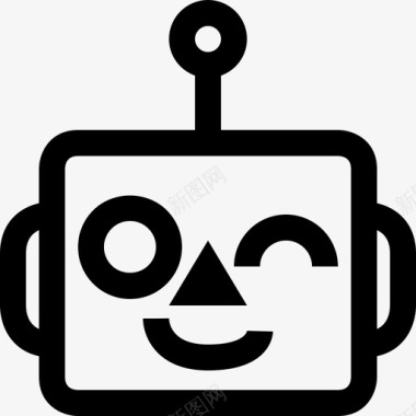 可爱的机器人眨眼化身表情符号图标图标