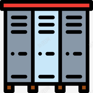 彩绘储物柜储物柜返校52线性颜色图标图标