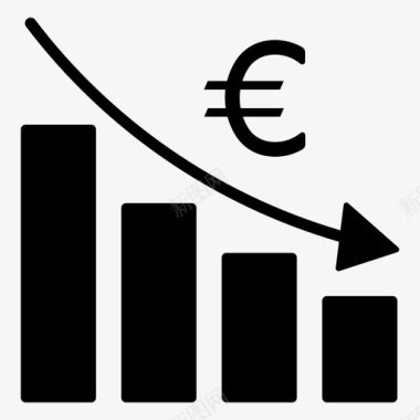 欧元衰退减少图表失败进程图标图标
