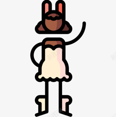 兔子万圣节服装派对2线性颜色图标图标