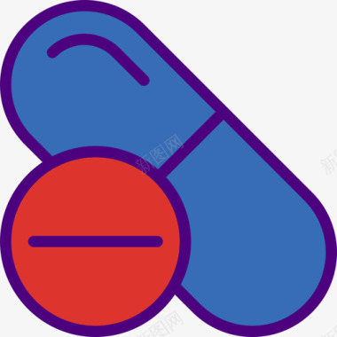 药品药丸药丸药物3线性颜色图标图标