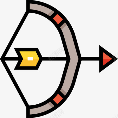 弓臂弓狂野西部28线性颜色图标图标