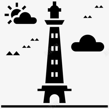 灯塔旅游指南旅游符号标图标图标