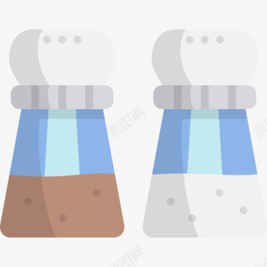 4个包子盐和胡椒厨房用具4个扁平图标图标