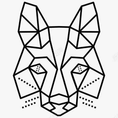 聚动物头狐狸几何图标图标