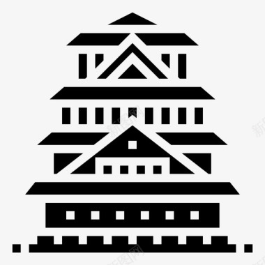 大阪城堡建筑日本图标图标