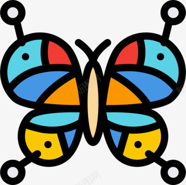 矢量蝴蝶蝴蝶返校52直线色图标图标