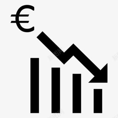 36倍收益欧元衰退减少图表失败进程图标图标